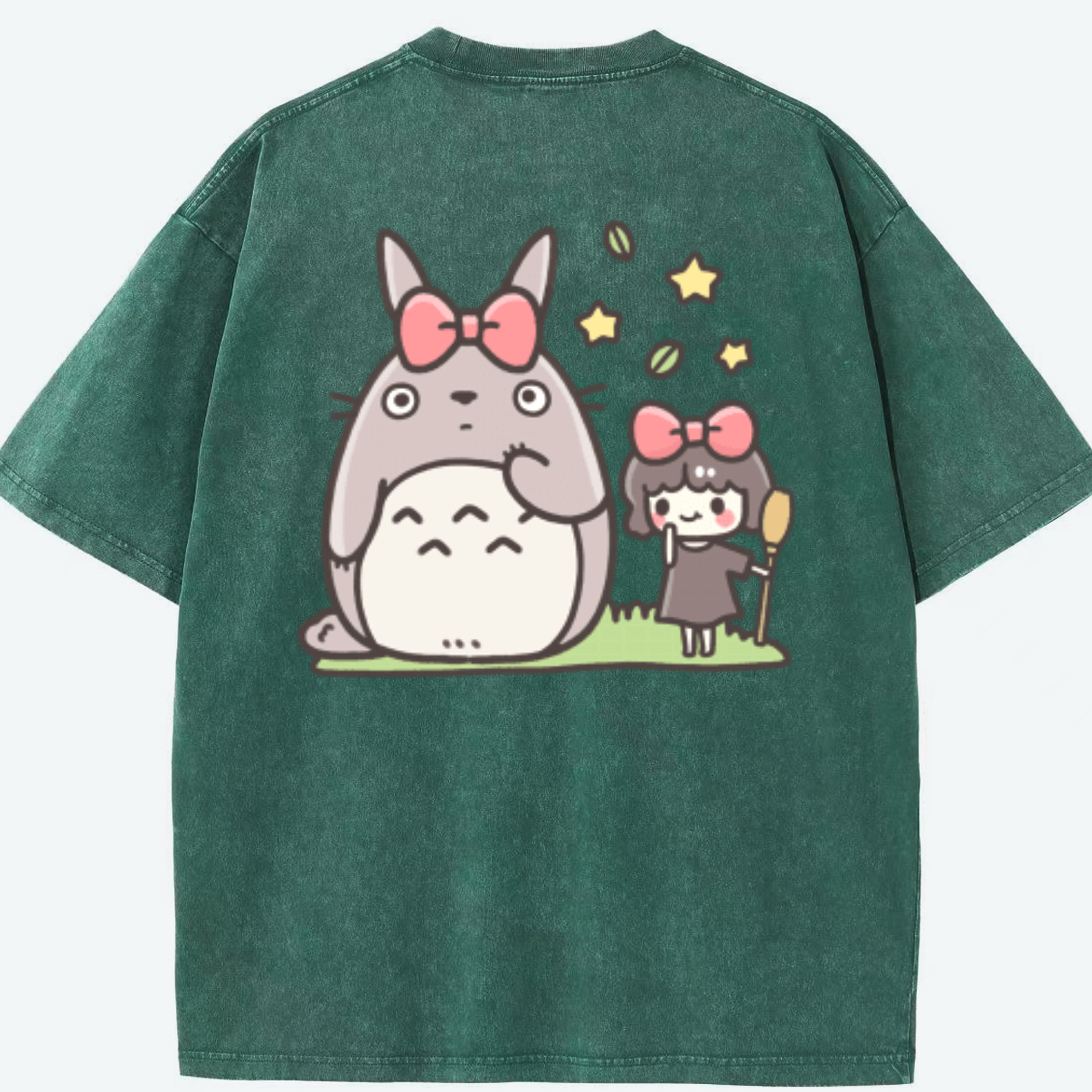 （画像用） となりのトトロ 草壁メイ 草壁サツキ My Neighbor Totoro Satsuki Kusakabe Mei Kusakabe 綿100% ヴィンテージ風 半袖Tシャツ（背面プリント）